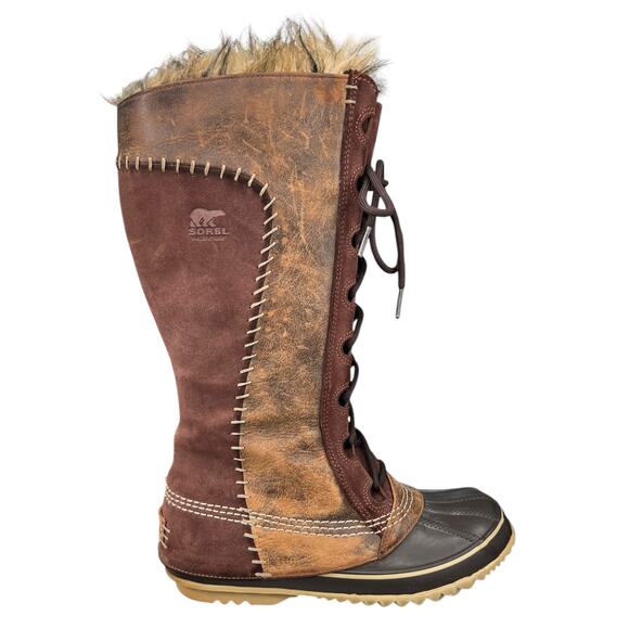 Sorel Women’s Cate The Great Brown Leather Winter Boot Size US 7 - Picture 1 of 10